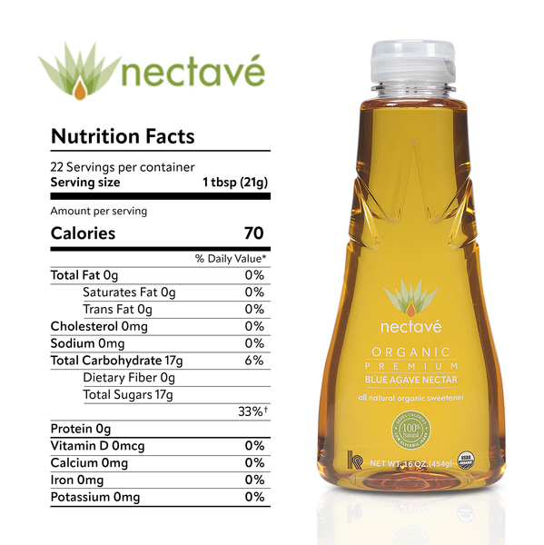 Nectave Premium Organic Agave Sweetener, 16 Ounce Bottle